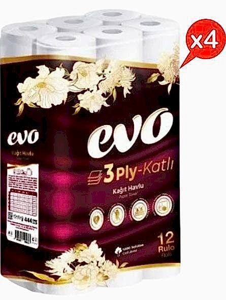 Only Evo 12 li 4lü Paket 3 Katlı 80 Yaprak Havlu Kağıt