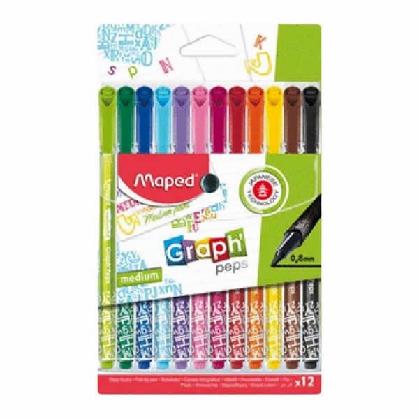 Maped 749652 0,8 mm 12 li Desenli Fineliner Keçeli Kalem