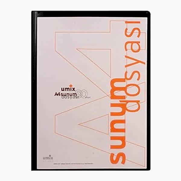 Umix U1106P Önden Cepli A4 80 Yaprak Siyah Sunum Dosyası