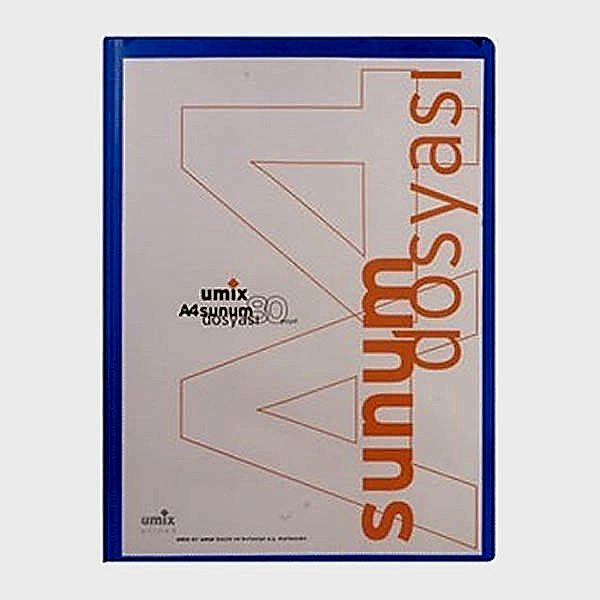 Umix U1106P Önden Cepli A4 80 Yaprak Mavi Sunum Dosyası