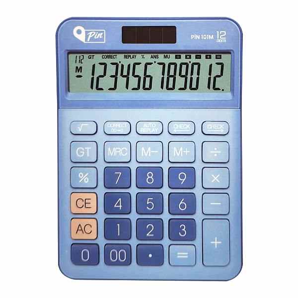 Pin 101M 12 Hane Mavi Masaüstü Hesap Makinesi