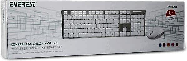 Everest Km-6063 Beyaz Gri Kablosuz Q Klavye Mouse Seti
