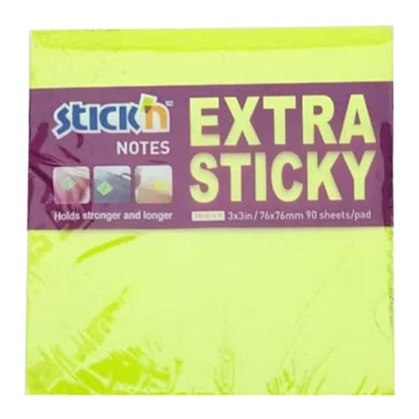 Gıpta Stickn 76x76 90 Yaprak Extra Yapışkanlı Neon Yeşil  Not Kağıdı
