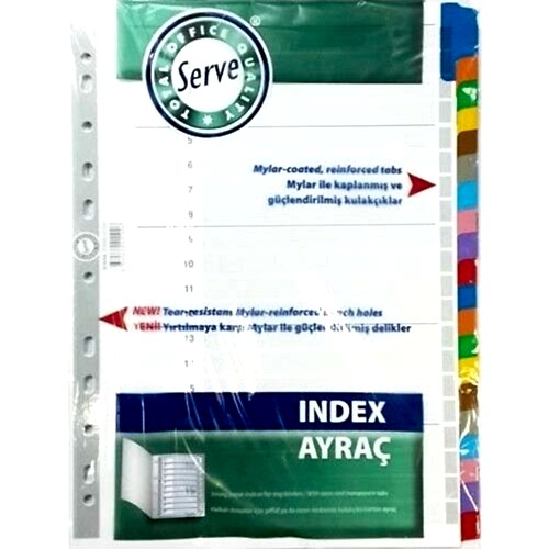 Serve SV-5526-5 A4 20 Renkli Karton Ayraç
